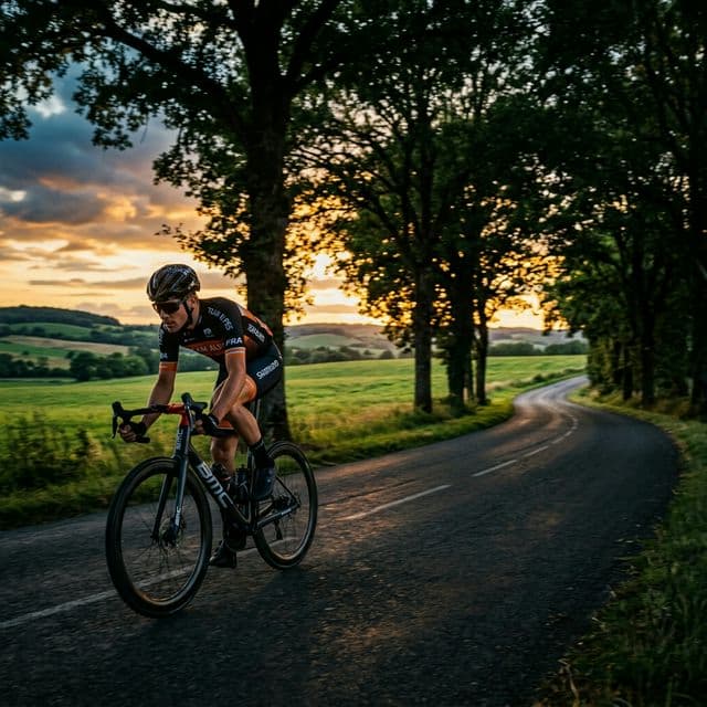 Cycliste sur route de campagne